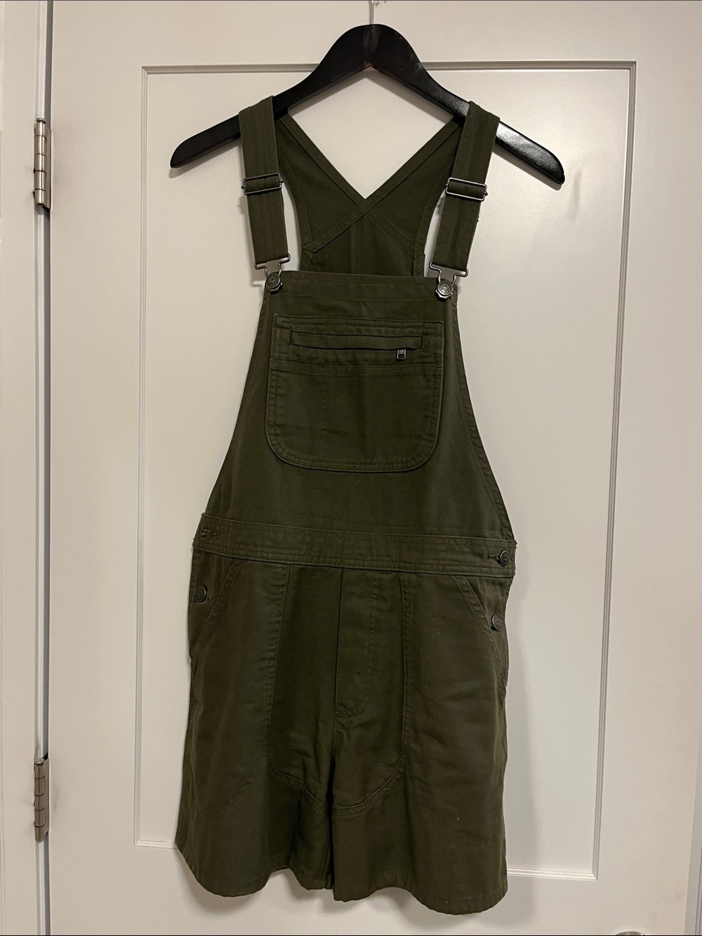 NWOT Patagonia Stand-Up Olive Green Organic Cotton Short Overalls - Picture 2 of 4